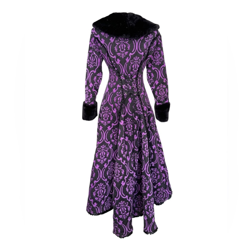 Elegant Purple and Black Women's Coat - Picture 3 of 10